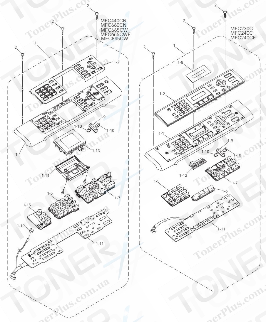 Группа запчастей для Brother MFC230C - PANEL