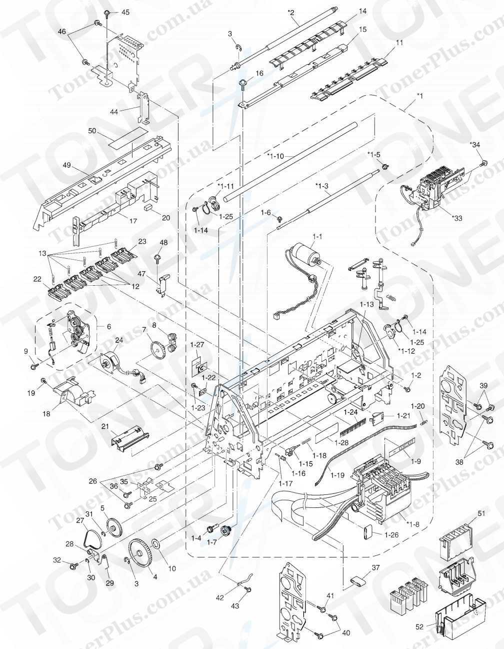 Группа запчастей для Brother MFC730 - MAIN FRAME ATTACHMENT