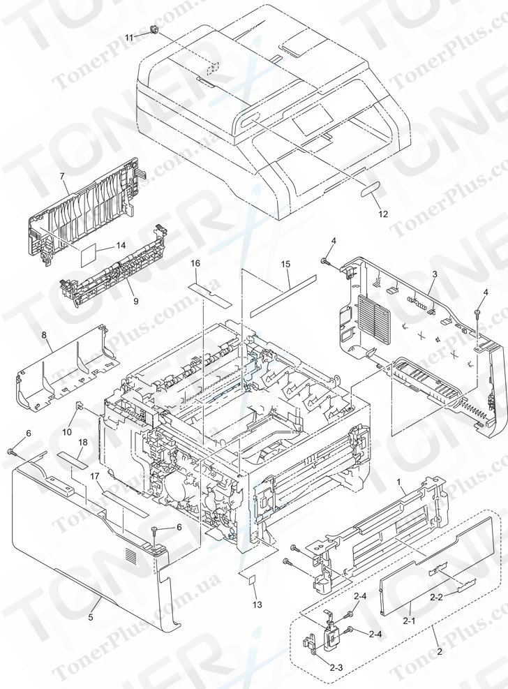 Каталог запчастей для Brother DCP9020CDN - COVERS and LABELS