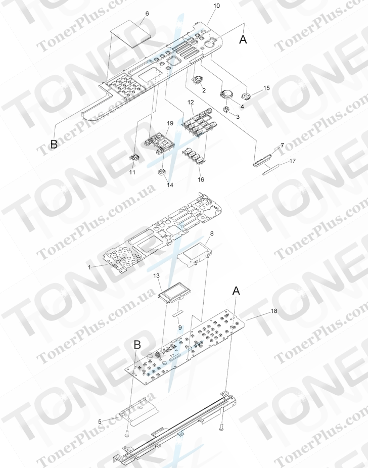 Каталог запчастей для Canon iR1435 - 130B CONTROL PANEL ASSEMBLY (IR1435J LTN 120V)