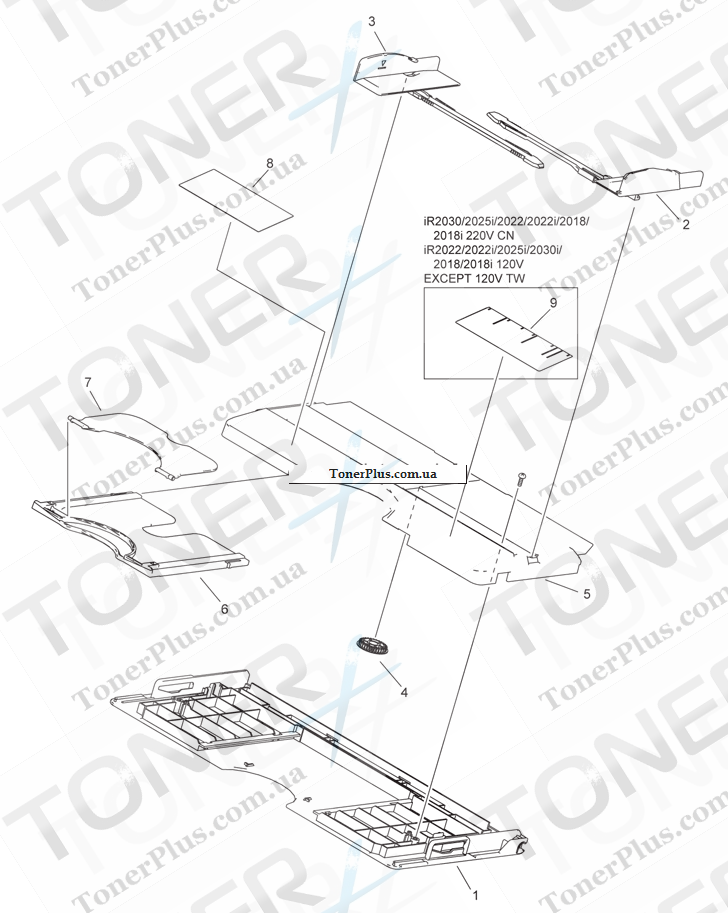 Каталог запчастей для Canon iR2022i - 315 MULTI FEED TRAY ASSY
