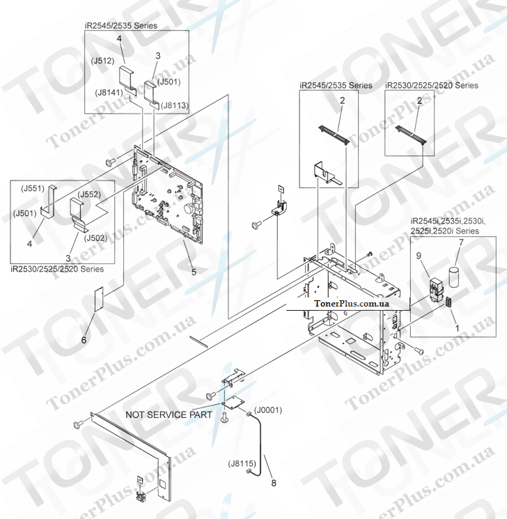 Каталог запчастей для Canon iR2530i - 900 CONTROLLER BOX ASSEMBLY