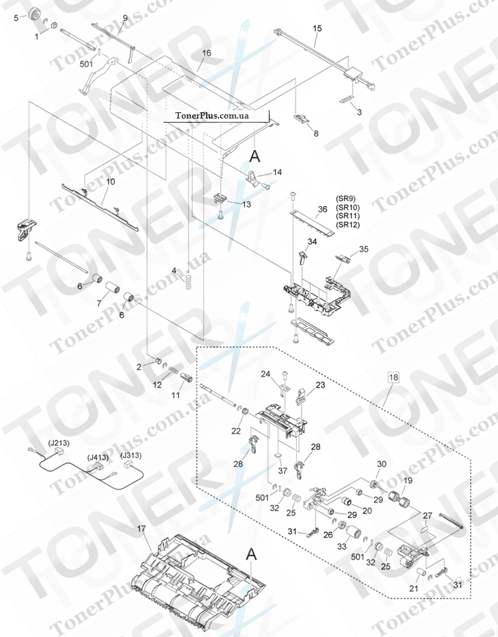 Каталог запчастей для Canon iR Advance C3330i - B12 PAPER PICK-UP COVER ASSY(ADF)