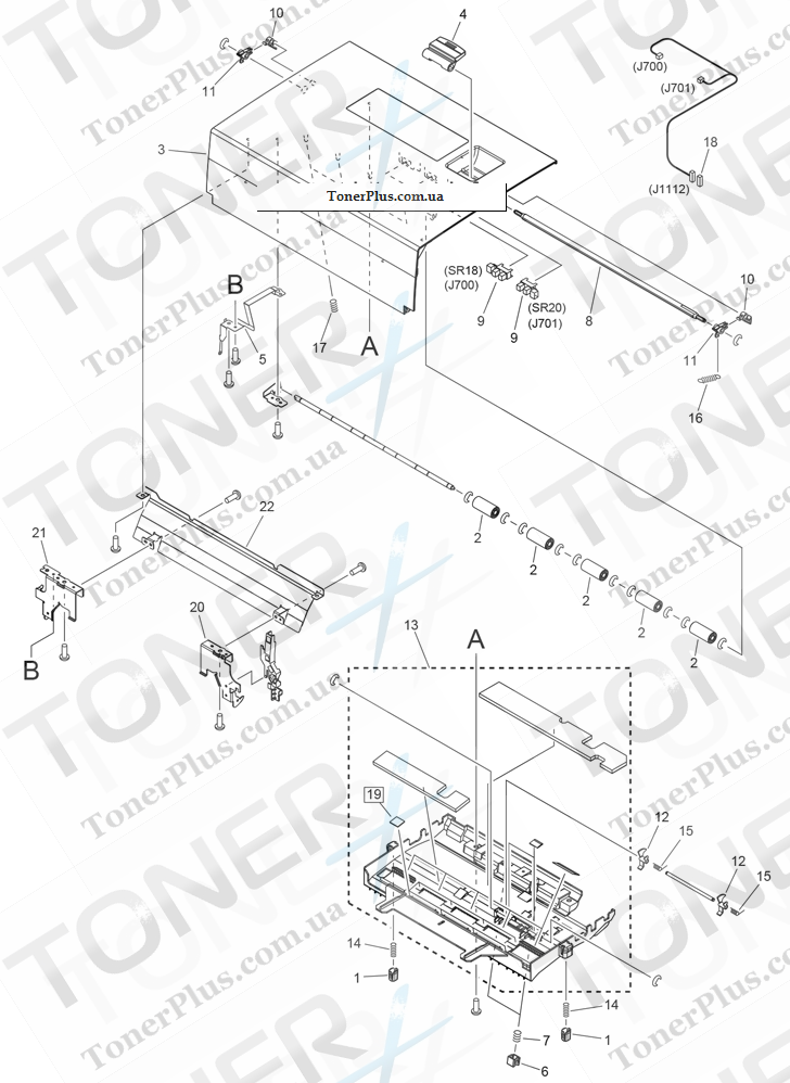 Каталог запчастей для Canon iR Advance C5045i - B17 OPEN/CLOSE PANEL ASSEMBLY(ONE-PATH ADF)