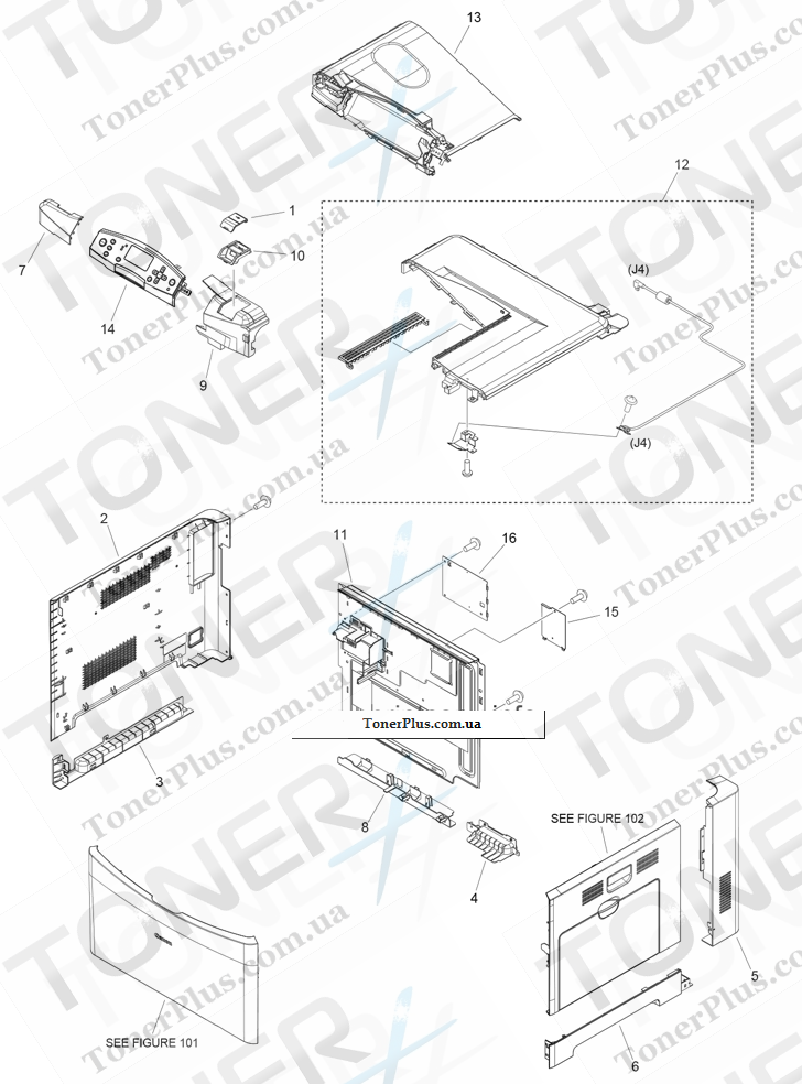 Каталог запчастей для Canon LBP5480 - 100 EXTERNAL PANELS, COVERS, ETC.