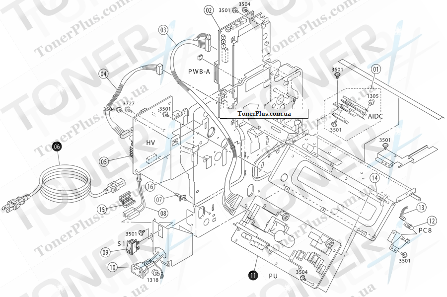 Каталог запчастей для Epson Aculaser C1900 - C485-ME CH-005 (06)