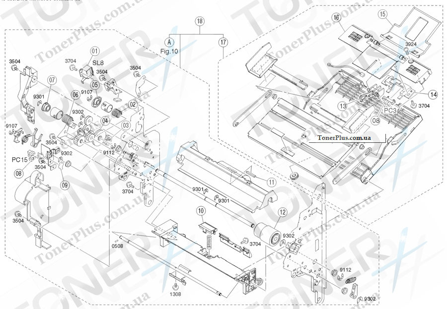 Каталог запчастей для Epson Aculaser C2000 - Main Unit 9