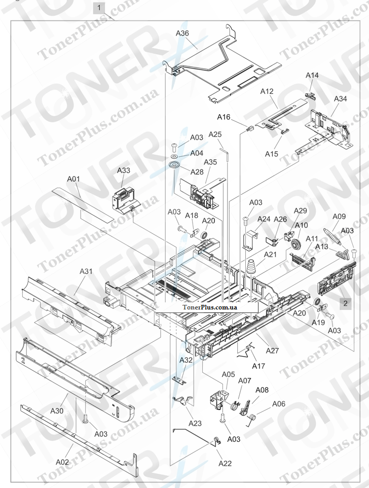 Каталог запчастей для HP Color LaserJet CP3525dn - Cassette
