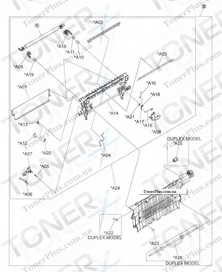 Каталог запчастей для HP Color LaserJet CP4520 Series - Secondary transfer assembly