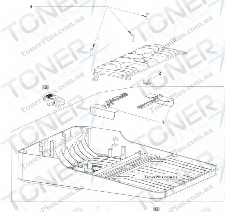 Каталог запчастей для HP LaserJet Pro MFP M127fn - Document feeder top cover, fax models