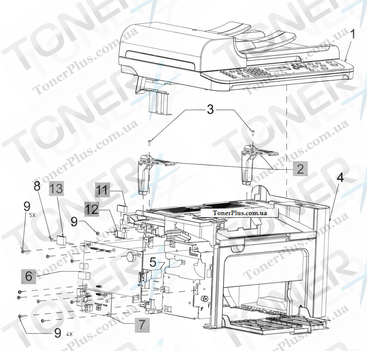 Каталог запчастей для HP LaserJet Pro M1536 MFP - Internal assemblies 4