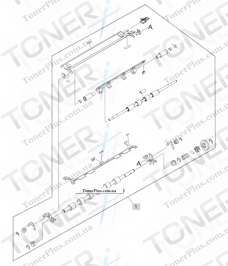 Каталог запчастей для HP LaserJet M4555 MFP Enterprise - Registration assembly