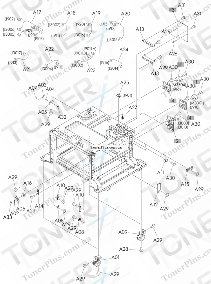 Каталог запчастей для HP LaserJet M712 Enterprise 700 - HCI components 1