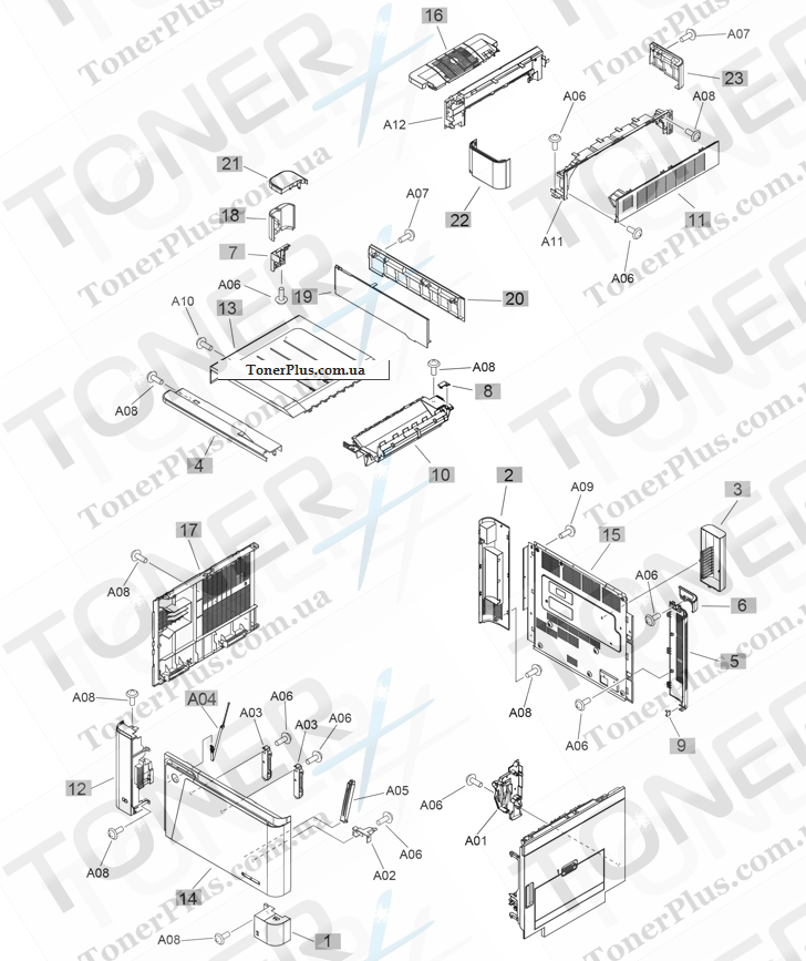 Каталог запчастей для HP LaserJet M880z Enterprise Flow MFP - Covers (M880)
