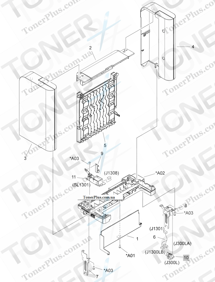 Каталог запчастей для HP LaserJet P4014dn - Multi-bin mailbox covers