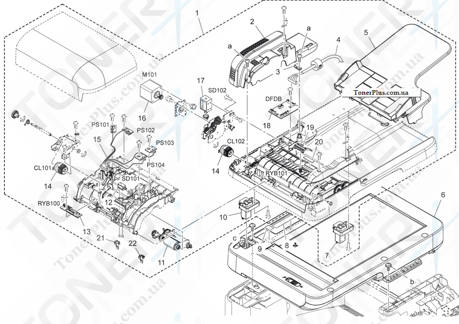 Каталог запчастей для Konica-Minolta bizhub C3850 - ADF, IR SECTION