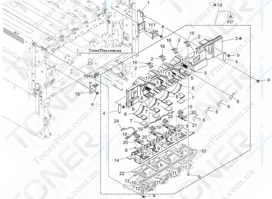 Каталог запчастей для Konica-Minolta bizhub C454e - TONER SUPPLY SECTION