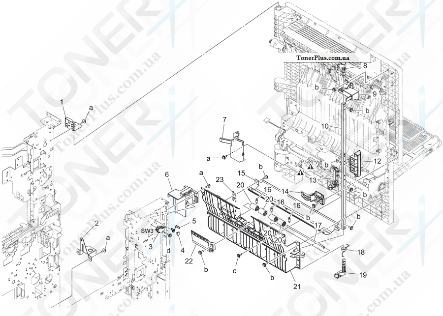 Каталог запчастей для Konica-Minolta bizhub C454e - VERTICAL CONVEYANCE DOOR SECTION