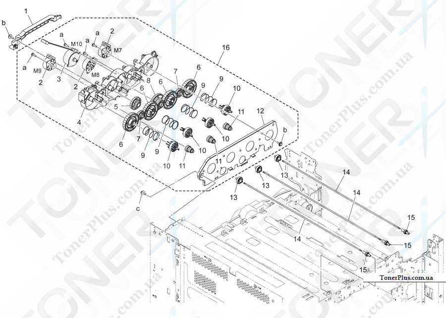 Каталог запчастей для Konica-Minolta bizhub C454e - TONER BOTTLE DRIVE SECTION