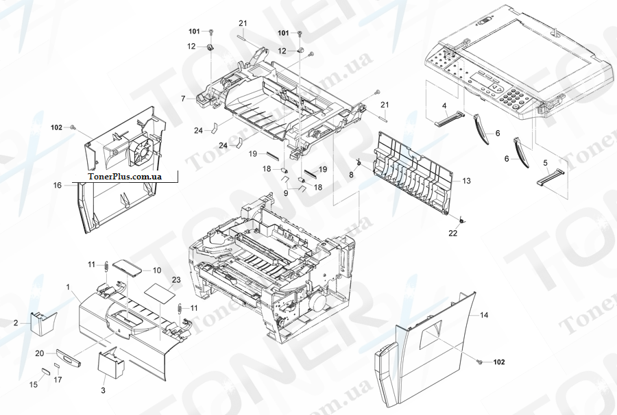 Каталог запчастей для Kyocera-Mita FS1016MFP - Covers