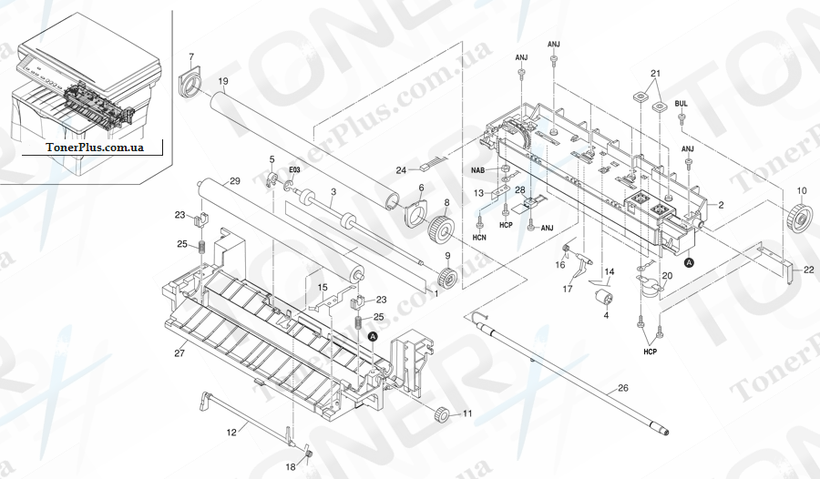 Каталог запчастей для Kyocera-Mita FS1018MFP - FUSER UNIT