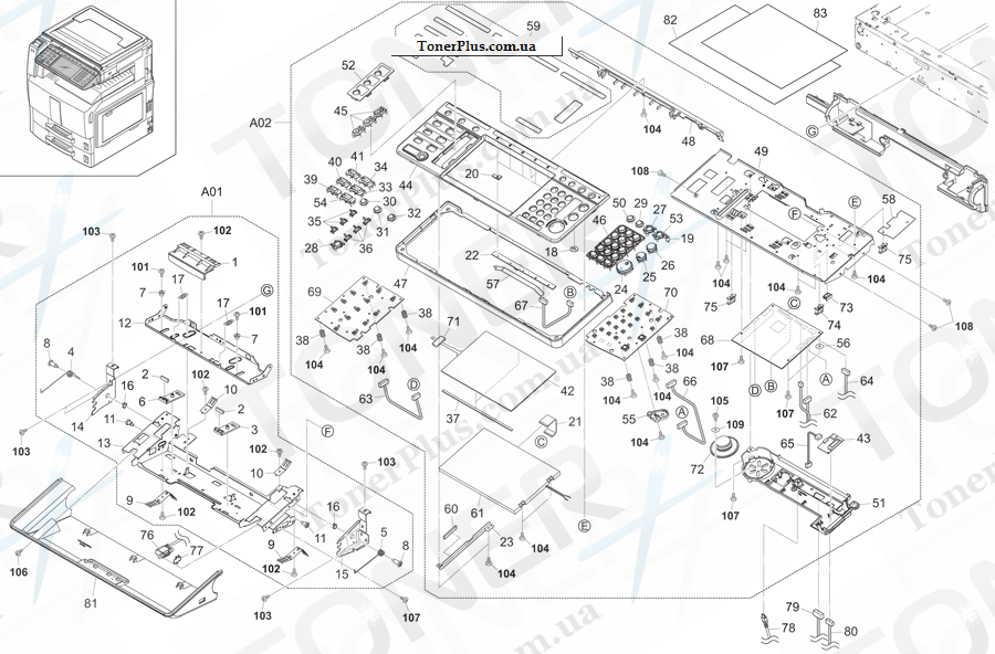 Каталог запчастей для Kyocera-Mita TASKalfa 250ci - Operation Section