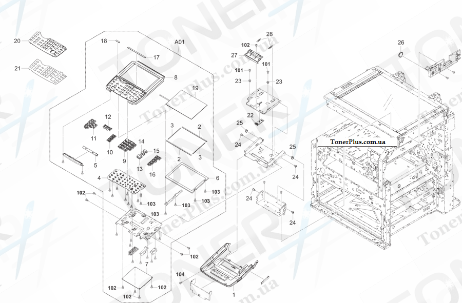 Каталог запчастей для Kyocera-Mita TASKalfa 4550ci - Operation Section