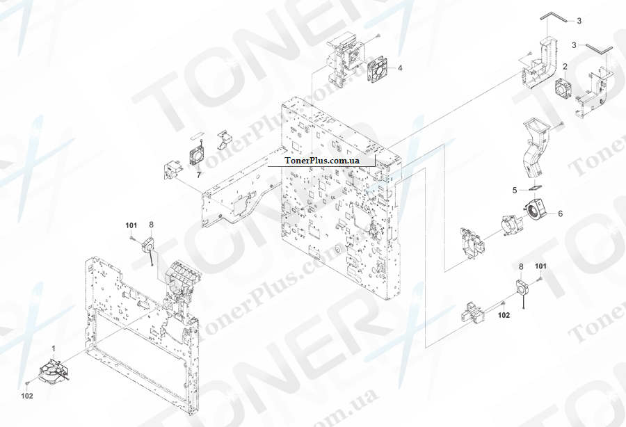 Каталог запчастей для Kyocera-Mita TASKalfa 3500i - Cooling Section