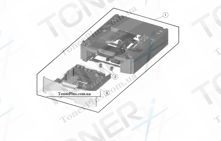 Каталог запчастей для Lexmark C734n - Optional 550-sheet media drawer and tray