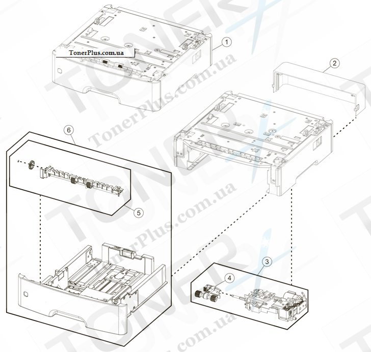 Каталог запчастей для Lexmark MX511dhe - Option trays