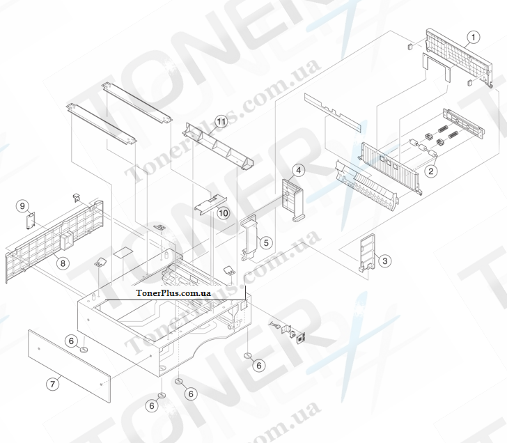 Каталог запчастей для Lexmark X925 - 550 sheet option feeder covers