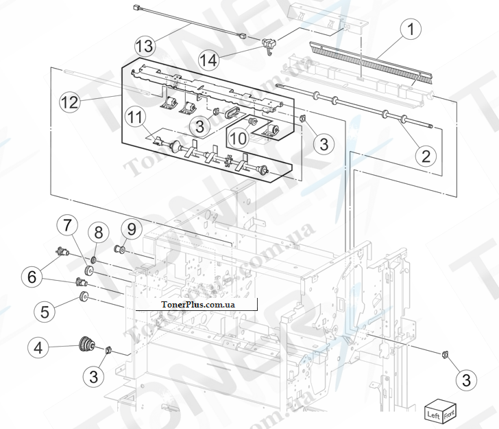 Каталог запчастей для Lexmark X954dhe - Finisher-lower exit drive