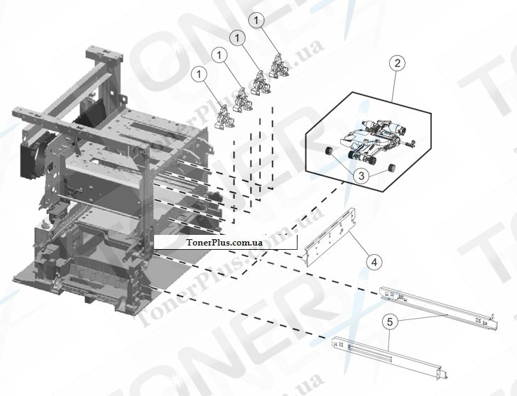 Каталог запчастей для Lexmark X792dtfe - Front (continued)