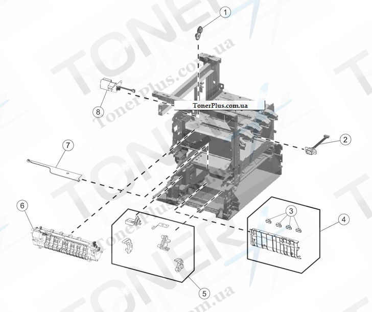 Каталог запчастей для Lexmark X792dtfe - Left