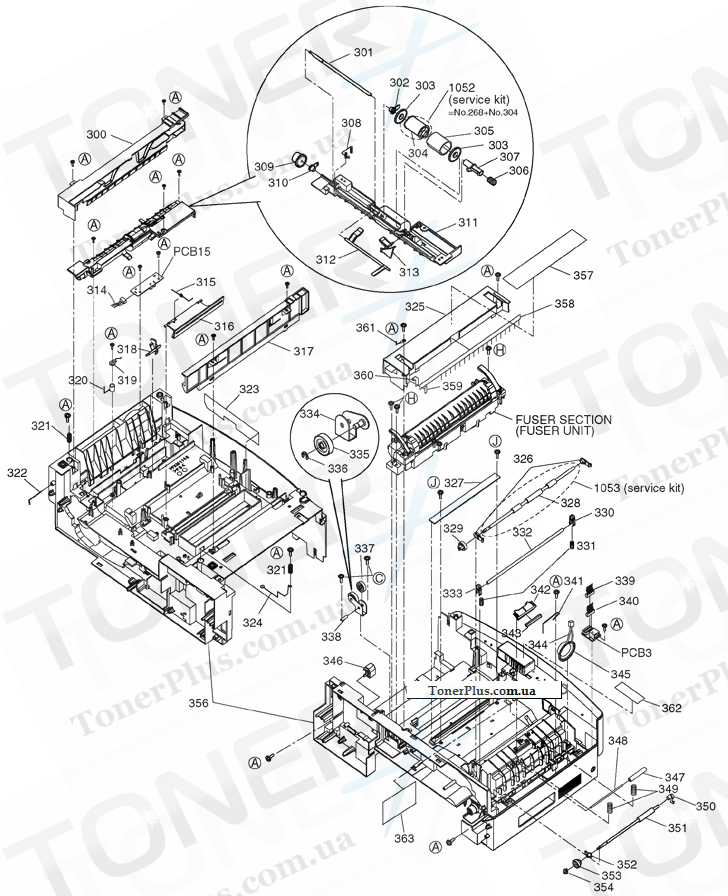 Каталог запчастей для Panasonic KXFLB851 - UPPER MAIN CABINET SECTION