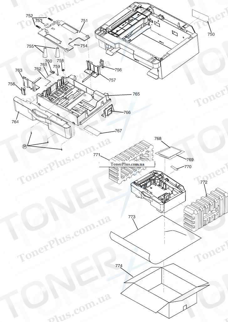 Каталог запчастей для Panasonic KXMB3020 - Optional Lower Input Tray (OPF) Section 3