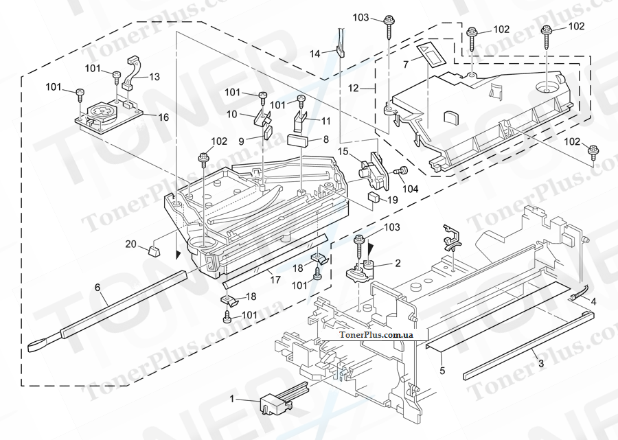 Каталог запчастей для Ricoh Aficio MP2000L - LASER UNIT