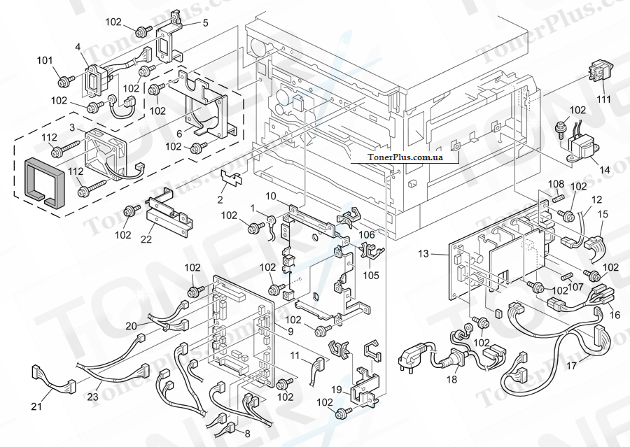Каталог запчастей для Ricoh Aficio MP1610L - ELECTRICAL SECTION 1 (B282/B283)
