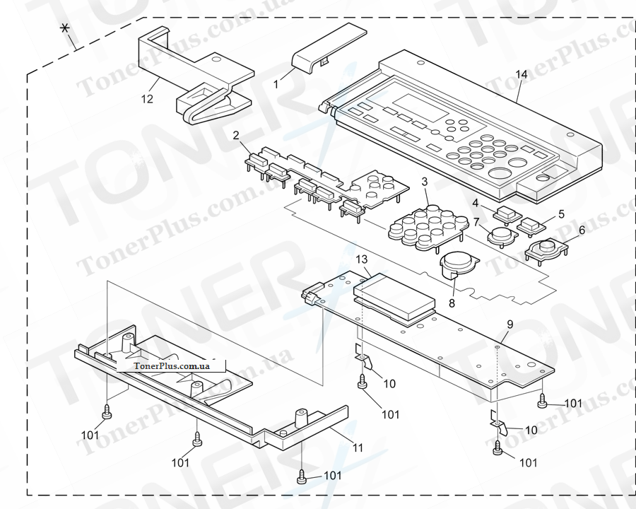 Каталог запчастей для Ricoh Aficio MP175L - Operation Panel (D108)