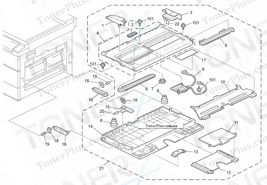 Каталог запчастей для Ricoh Aficio MP1811L - By-pass Feed Section (B282-62/B283-62)