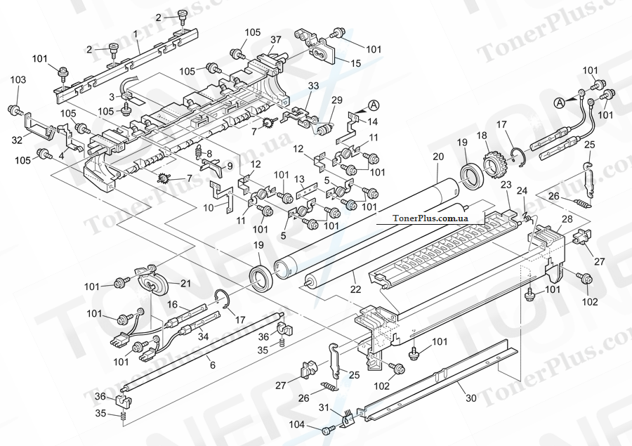 Каталог запчастей для Ricoh Aficio MP1900 - Fusing Unit (D096)