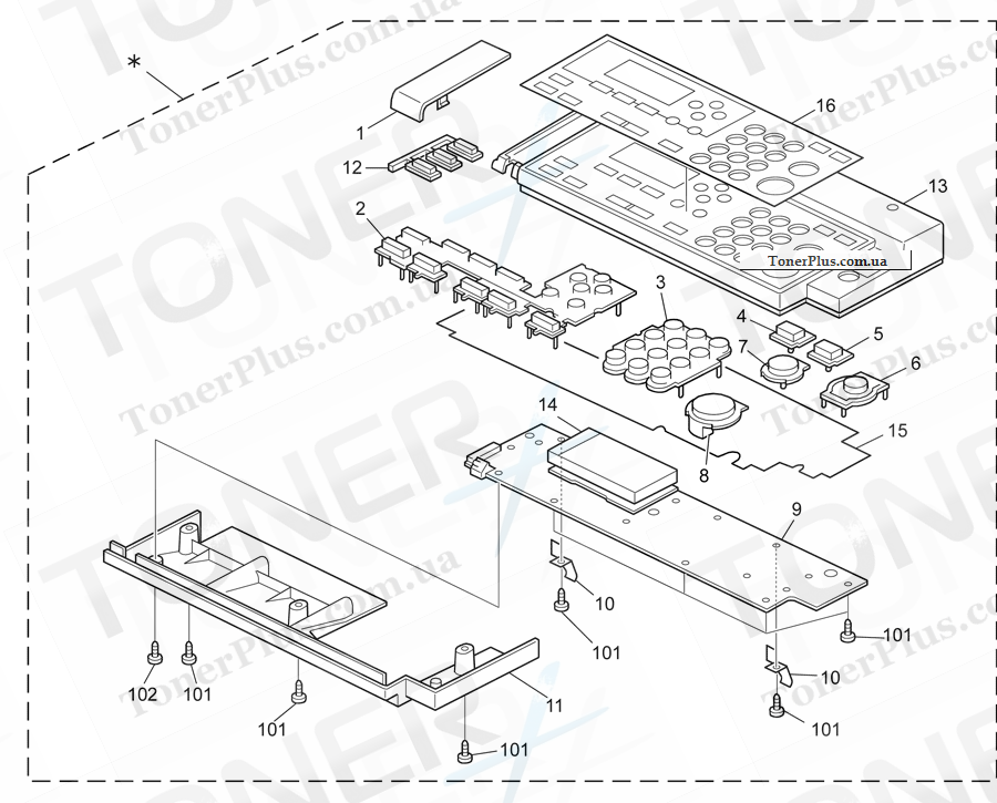 Каталог запчастей для Ricoh Aficio MP201SPF - Operation Panel