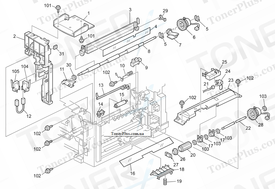 Каталог запчастей для Ricoh Aficio MP201SPF - Paper Registration