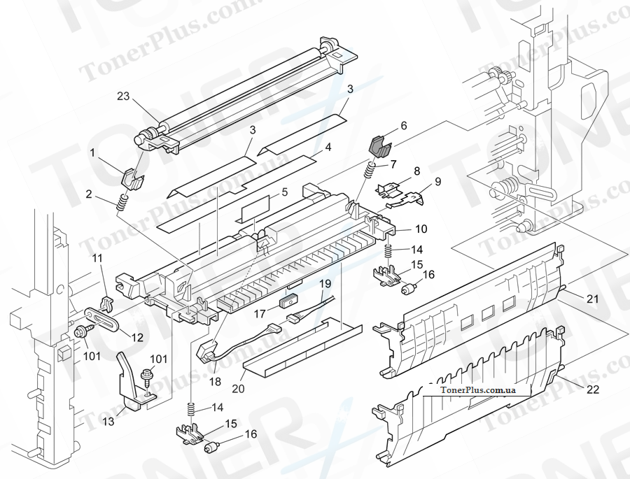 Каталог запчастей для Ricoh Aficio MP2550B - Transfer Unit (D017/D018/D019/D020)