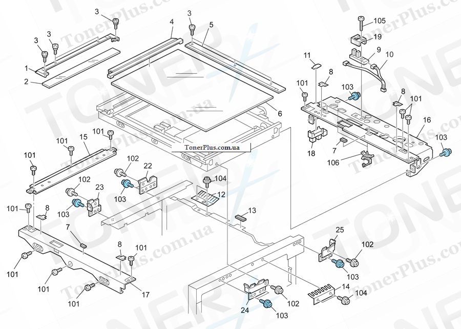 Каталог запчастей для Ricoh Aficio MP3351 - Scanner Section 1