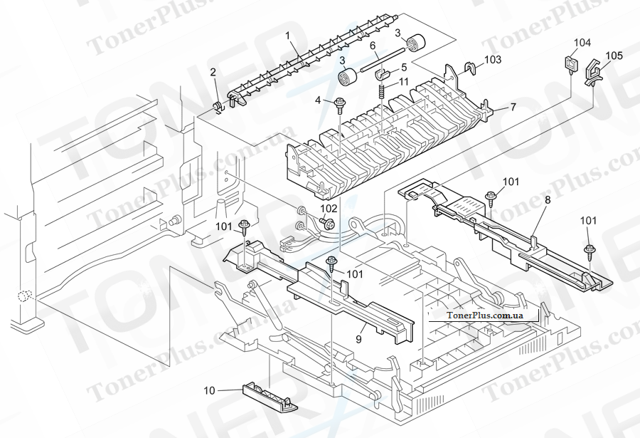 Каталог запчастей для Ricoh Aficio MP2352SP - Duplex Section 1