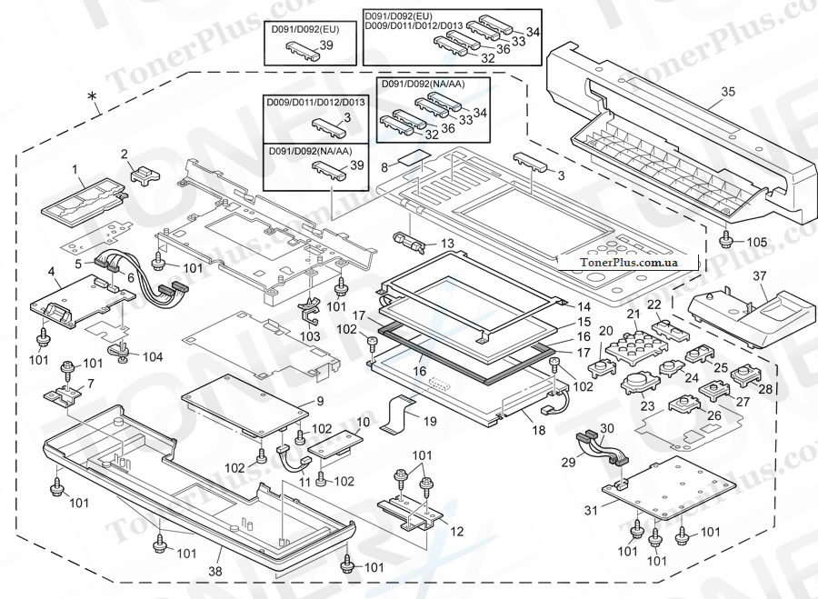 Каталог запчастей для Ricoh Aficio MP5001 - Operation Panel