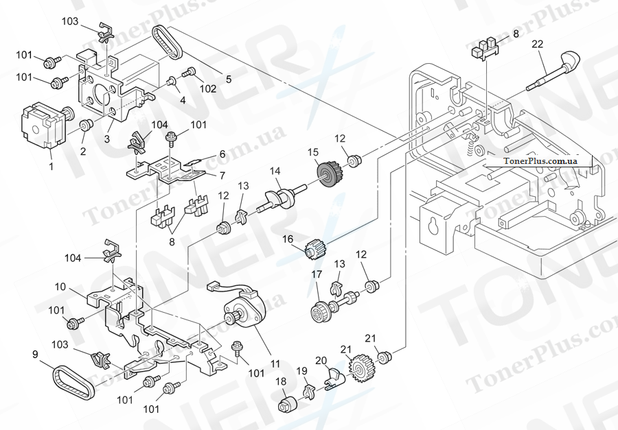 Каталог запчастей для Ricoh Aficio MP4000B - ARDF Drive Section 1