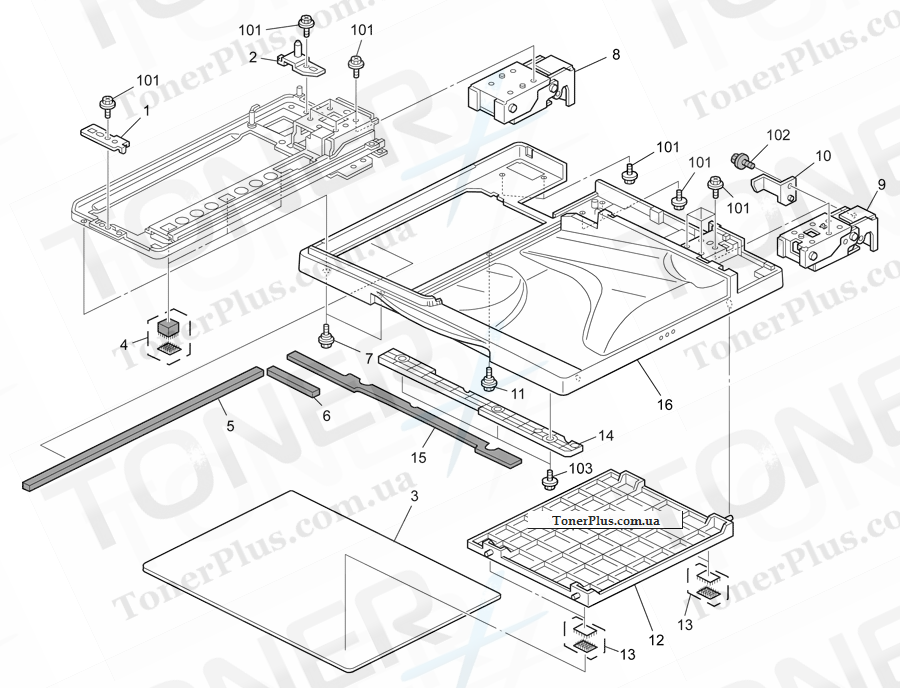 Каталог запчастей для Ricoh Aficio MP4000B - ARDF Frame Section