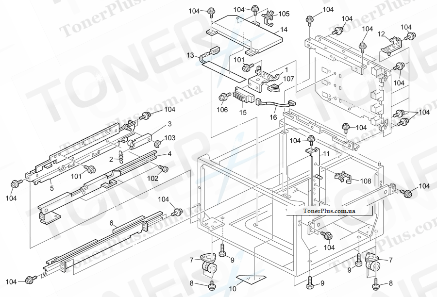 Каталог запчастей для Ricoh Aficio MP5500SP - FRAME SECTION 4